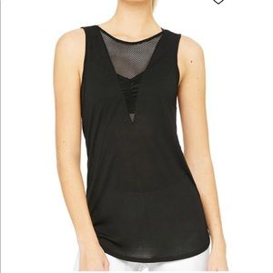 ALO Yoga black modal warm up tank